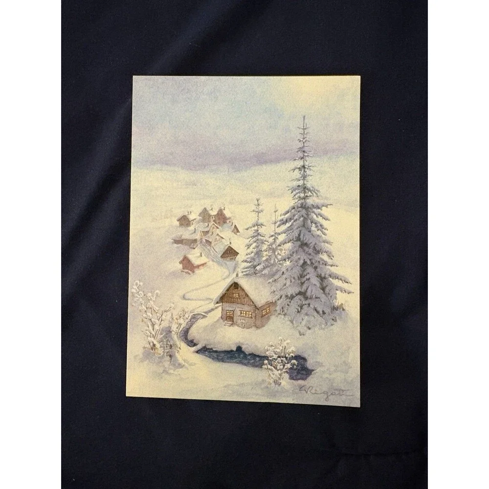 Seasons Greetings Card with White Envelope | Snowy Town design | By Orbis